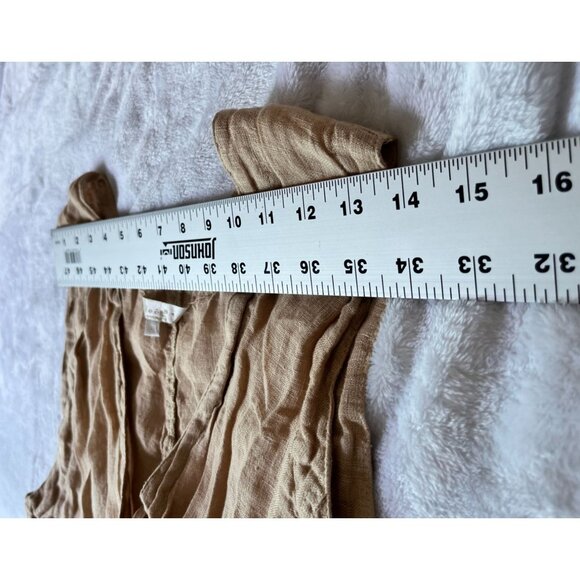Kleen Women's Linen Tie-Front Sleeveless Cardigan Vest Large Tan Lightweight - Picture 5 of 12